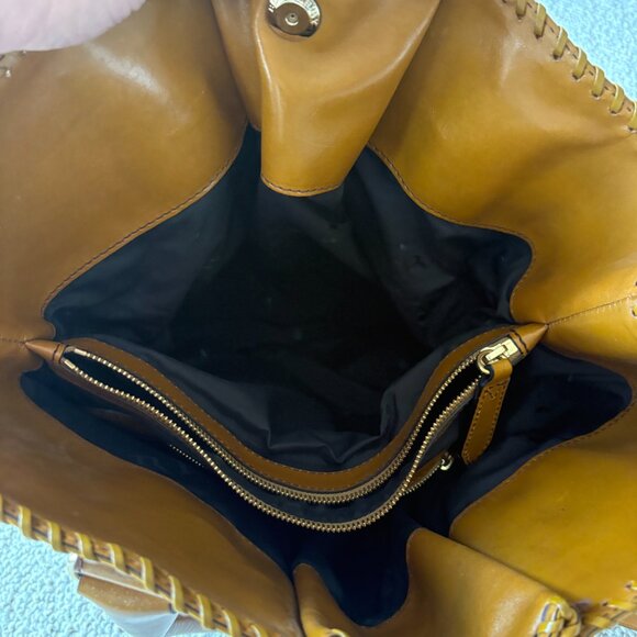 Burberry Prorsum House Check Canvas Tote Chrome Yellow Bridle Leather Large - Picture 8 of 16